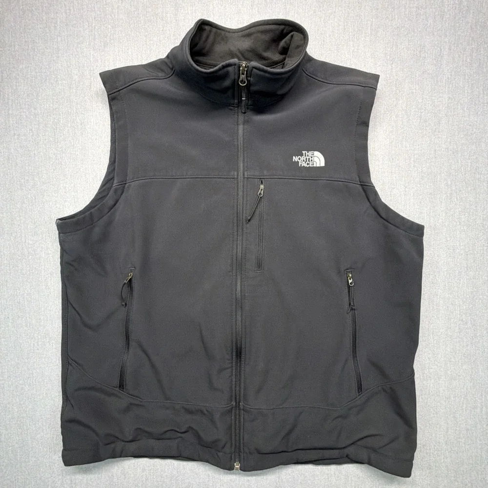 The North Face Vest Jacket Mens XL Black Soft Shell Full Zip Fleece Lined